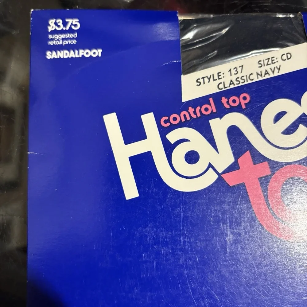 Hanes Too Control Top Pantyhose‎ Size CD Sandal Foot Classic Navy
